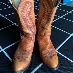 Justin Boots Men's Orange and Black Western Boots